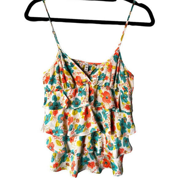 Forever 21 Tops - Forever 21 Heritage 1981 Floral Tiered Ruffle Spaghetti Strap Cami M